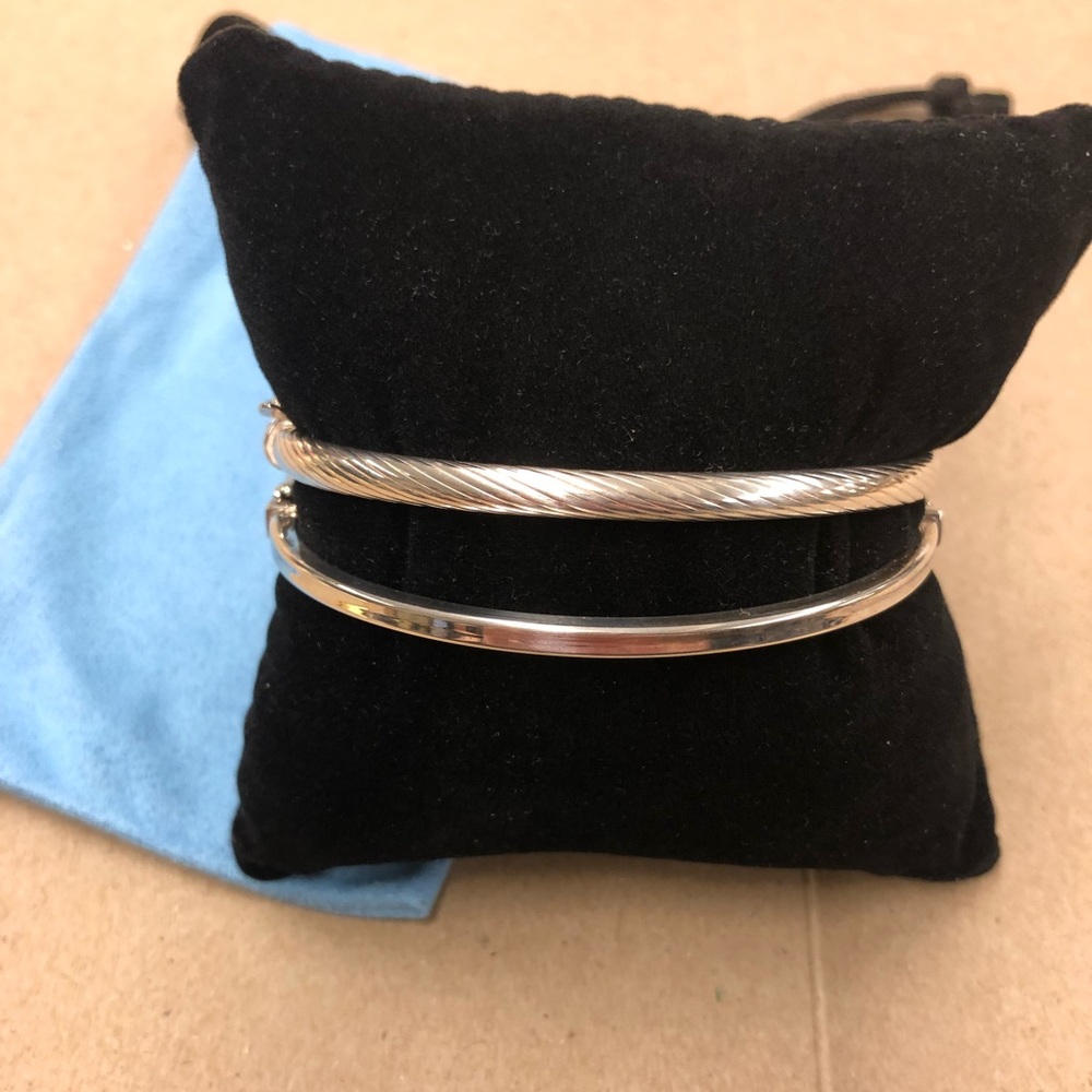 Sterling silver oval bangle bracelets